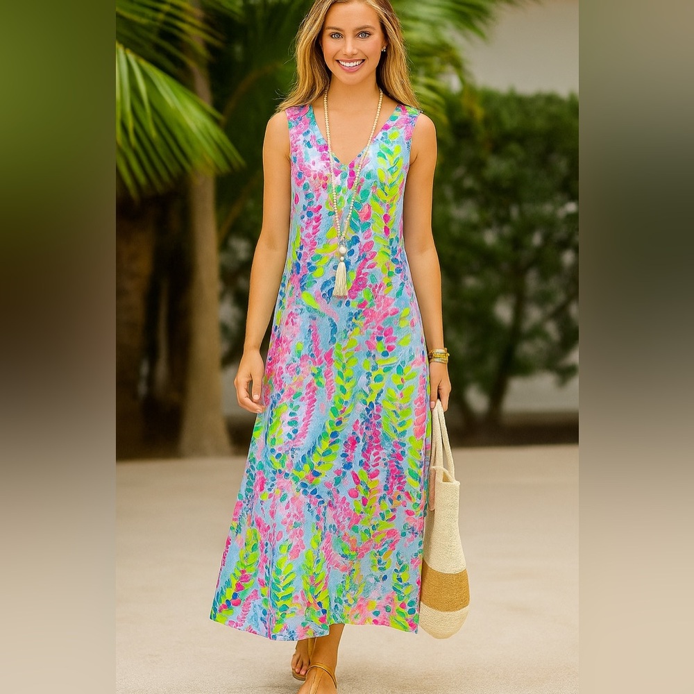 Palm Springs Boutique Colorful Sleeveless Maxi Dress Beach Cover Up